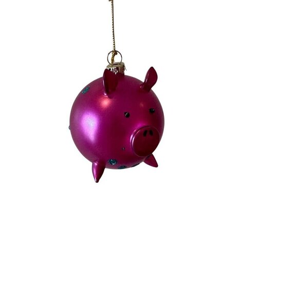 Pier 1 One Imports Pink Pig Ornament Blown Glass 3in Eclectic Curly Tail Balloon - Picture 8 of 9